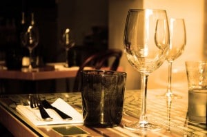 Alcohol and breastfeeding: wine glasses on a table